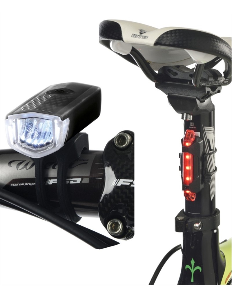 luci-per-bici-potenti-302wld-1.jpg SET POTENTI LUCI BICI ANTERIORI E POSTERIORI 120 LUMEN - immagine 1