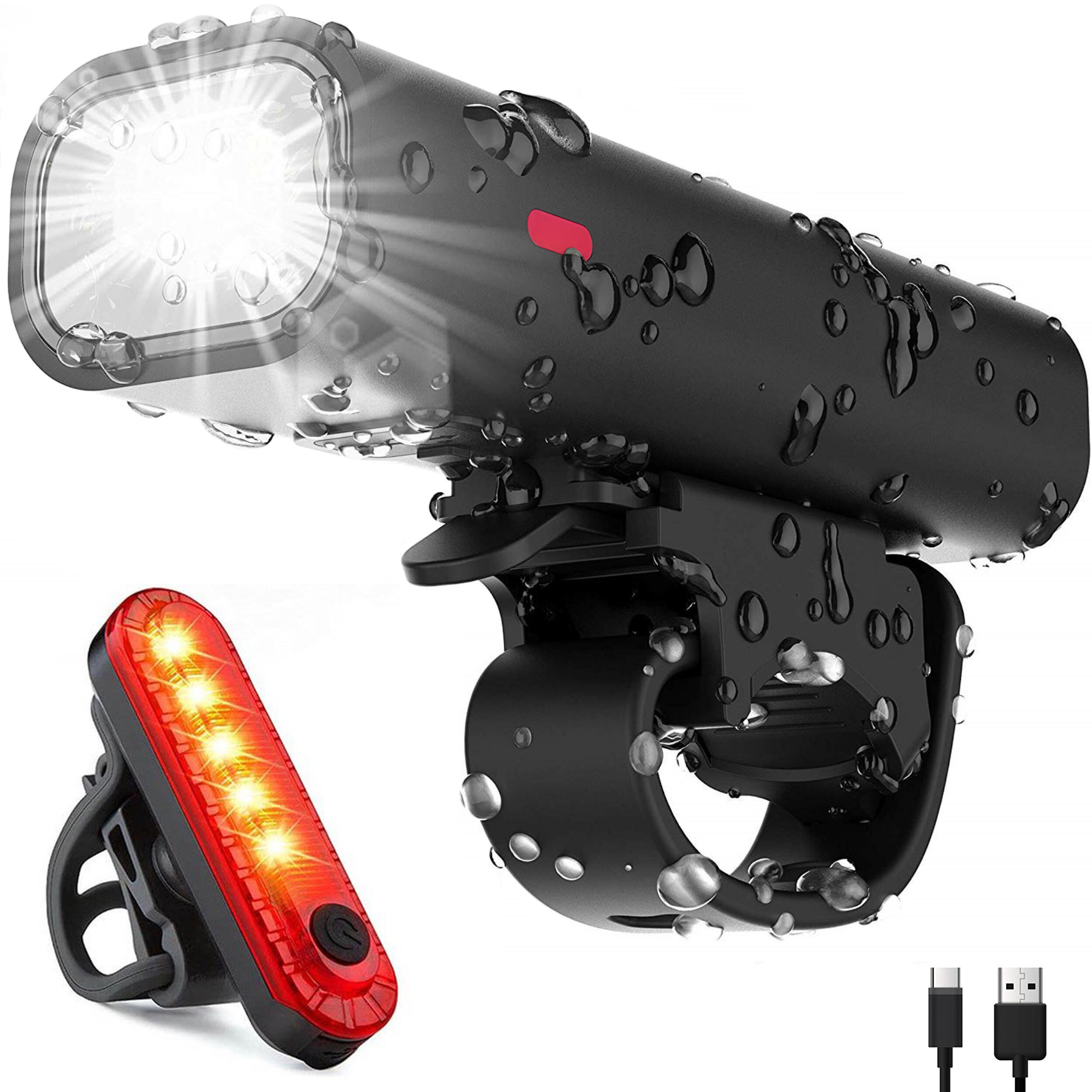 lucine-per-bici-846ozd-1.jpg Set luci per bicicletta LED ricaricabile USB Luce anteriore e posteriore - immagine 1