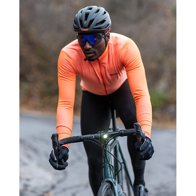 maglia-bici-da-corsa-949luy-1.jpg Maglia ciclismo invernale SANTINI maniche lunghe COLORE PURO arancio - immagine 1