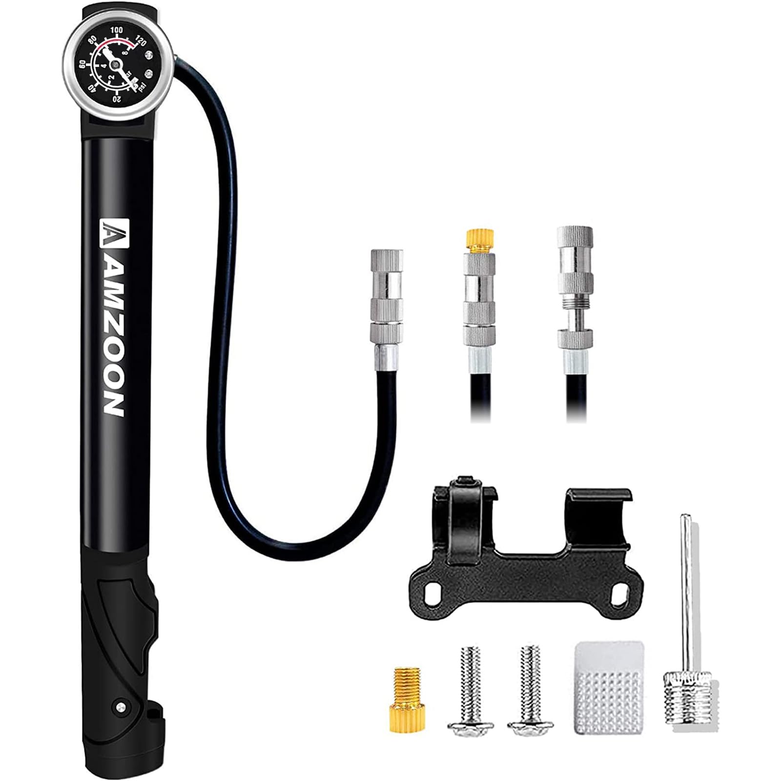 pompa-per-bicicletta-550zbg-1.jpg Mini Pompa per Bicicletta con Manometro, 120 PSI | Doppio pistone per gonfiaggio ad alta pressione rapido e facile, compatta e portatile, valvole Schrader, Presta e Dunlop : Amazon.it: Sport e tempo libero - immagine 1