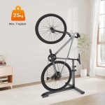 Wiltec Portabici da terra universale 68,8 x 56 x 49,3 81,1 cm, porta bicicletta autoportante in acciaio, altezza regolabile