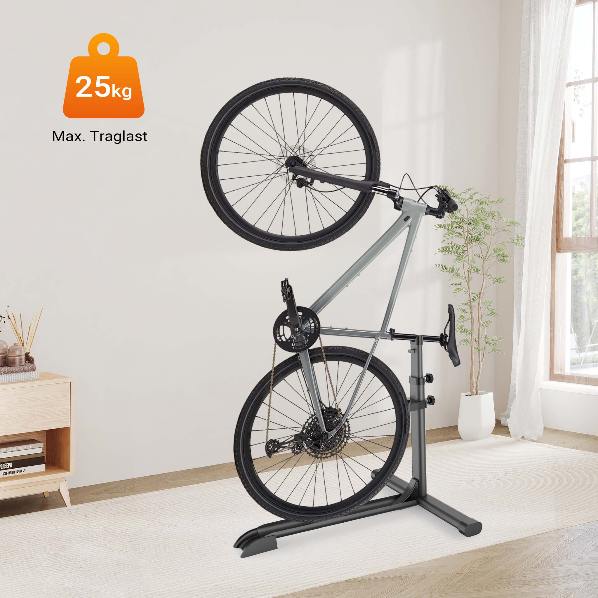 porta-biciclette-212sfg-1.jpg Wiltec Portabici da terra universale 68,8 x 56 x 49,3 81,1 cm, porta bicicletta autoportante in acciaio, altezza regolabile - immagine 1