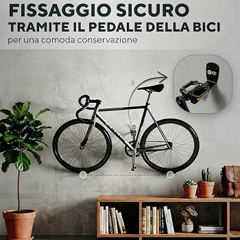 portabici-da-muro-329yaj-1.jpg Porta Bici da Muro per Pedale – Supporto Bici da Parete Salvaspazio con Rivestimento in Gomma | Gancio Bici Muro per MTB, Bici da Corsa, E Bike | Portabici da Muro Garage, Appartamento, - immagine 1