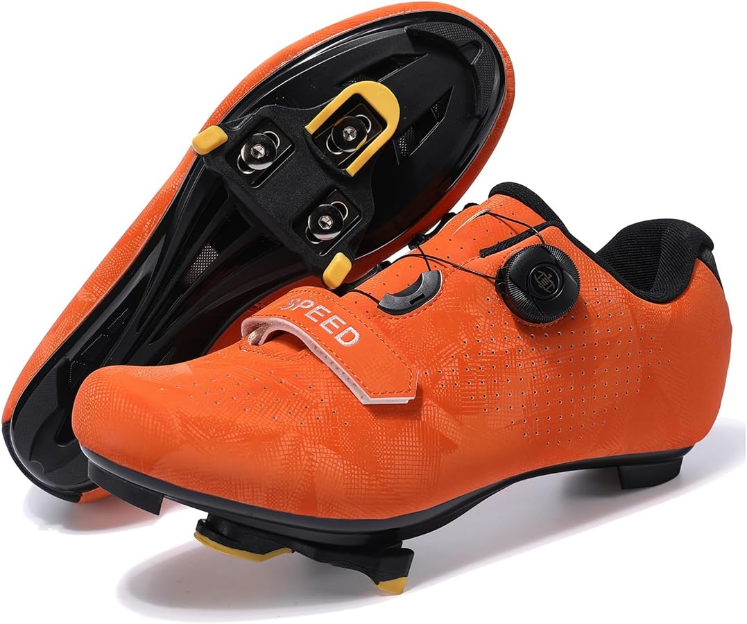 scarpe-da-spinning-569ocp-1.jpg Scarpe da Ciclismo Uomo/Donna – Scarpe Spinning Traspiranti, Compatibili con Peloton, SPD, SPD SL e Look Delta Arancione 46 EU : Amazon.it: Moda - immagine 1